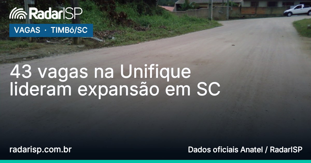 Capa 43 vagas na Unifique lideram expansão em SC