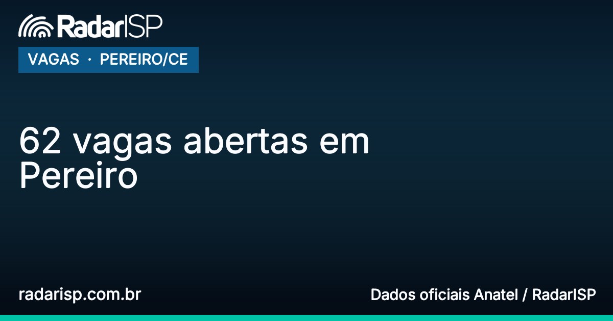 Capa 62 vagas abertas em Pereiro