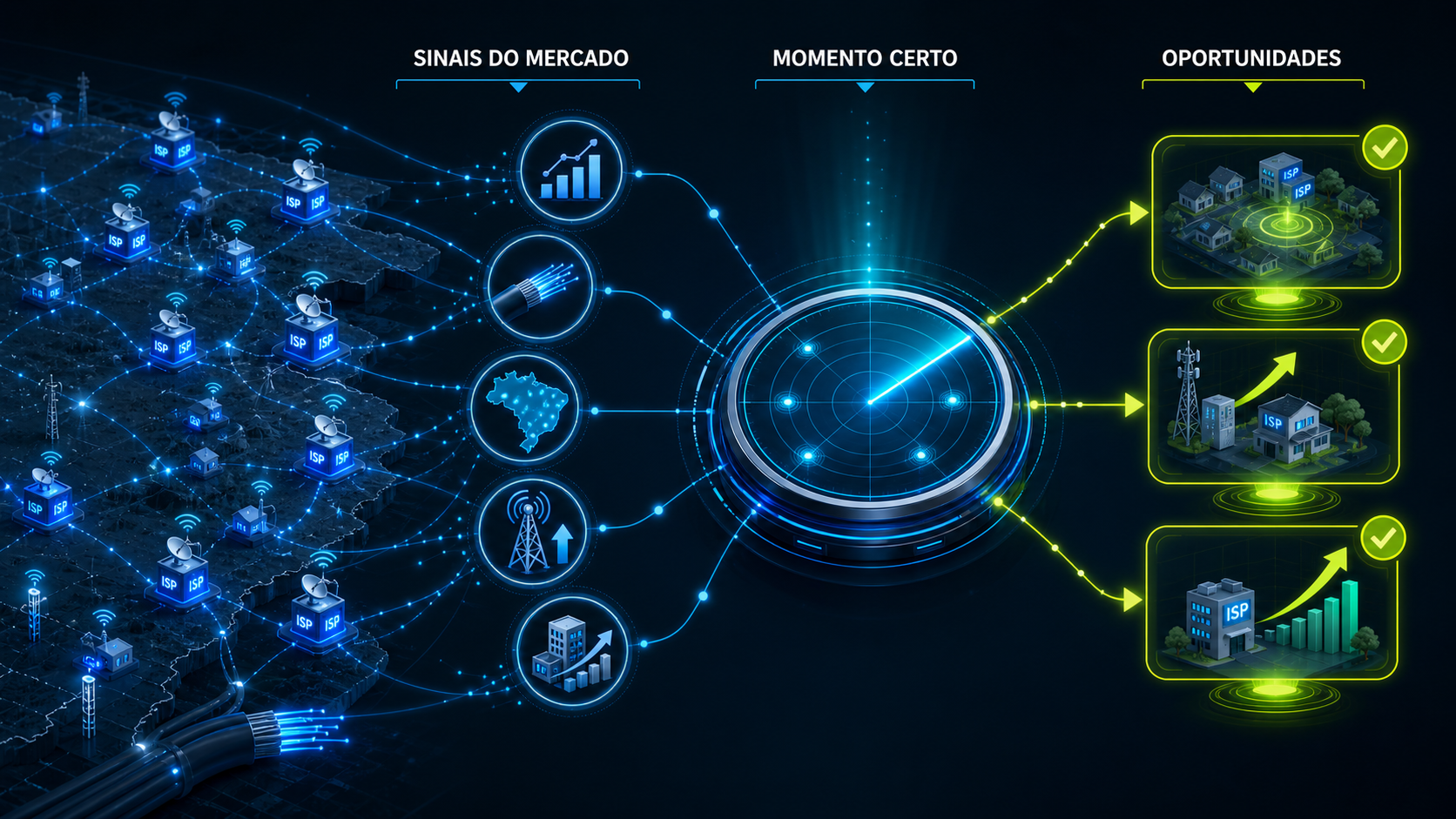 Sinais do mercado, momento certo e oportunidades comerciais entre ISPs