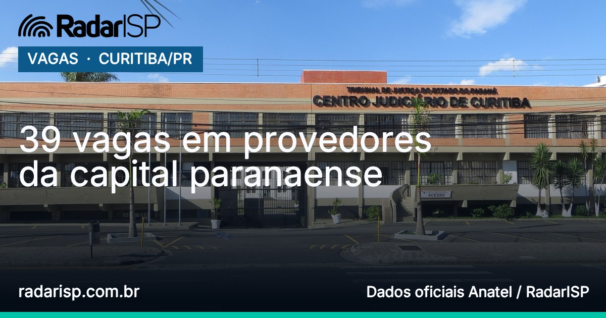 Capa 39 vagas em provedores da capital paranaense